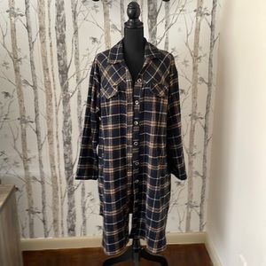 Blue and tan plaid. Jacket with pockets size medium